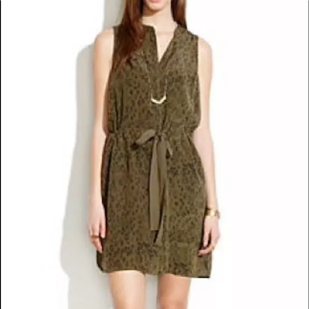 Madewell Playa Leopard Print Silk Dress Sz M